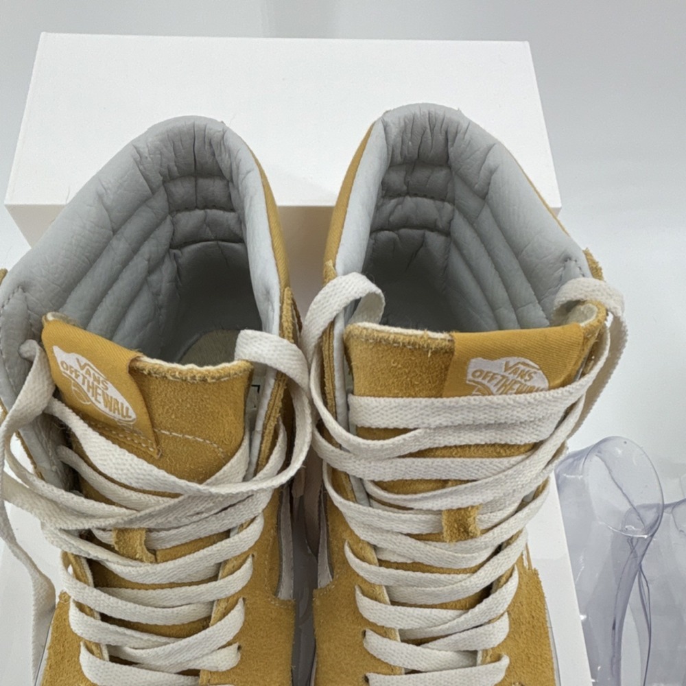 VANS Sk8 Hi High Top Skateboard Shoes Yellow Golden Brown Suede Canvas Lace Up - Picture 7 of 12